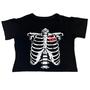 Imagem de Camiseta Esqueleto Caveira Emo Coração Rock Blusa Blusinha Cropped Baby Look Feminina Sf558