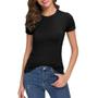 Imagem de Camiseta Feminina BABYLOOK ALGODÃO Camiseta Blusinha Casual Fitness Corrida Treino Yoga 306