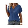 Imagem de Camiseta Feminina com Decote V e Botão Decorativo - Cores Sólidas - Tamanhos S-2XL