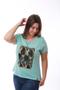 Imagem de Camiseta Feminina Estonada Verde Água Estampa Tropical
