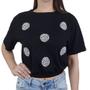 Imagem de Camiseta Feminina Lado Avesso MC Cropped Preta - L1255