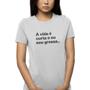 Imagem de Camiseta Feminina Personalizada Algodão Com Frase Moda Casual Manga Curta Dia a Dia Mulher Fashion