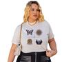 Imagem de Camiseta Feminina Plus Size Managa Curta T-Shirt Gola Alta Com Estampa Casual 100% Algodão