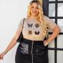 Imagem de Camiseta Feminina Plus Size Managa Curta T-Shirt Gola Alta Com Estampa Casual 100% Algodão