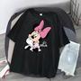 Imagem de Camiseta Feminina Solta De Meia Manga Mickey Mouse Estilo Coreano Verão Top Roupas Combinando Para A