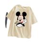 Imagem de Camiseta Feminina Solta De Meia Manga Mickey Mouse Estilo Coreano Verão Top Roupas Combinando Para A