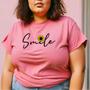 Imagem de Camiseta Feminina T-shirt Algodão Estampada Smile Girassol Plus Size