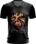 Imagem de Camiseta Gola V Coração de Ouro Líquido Gold Heart 7