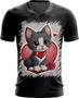 Imagem de Camiseta Gola V Dia dos Namorados Gatinho 14