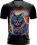 Imagem de Camiseta Gola V Gatinho Ondas Magnéticas Vibrante 7