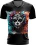 Imagem de Camiseta Gola V La Catrina Mexicana Dama Esqueleto 8