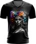 Imagem de Camiseta Gola V La Catrina Mexicana Dama Esqueleto 9