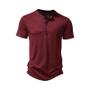 Imagem de Camiseta Henley Masculina Casual - Manga Curta, Gola Polo, Algodão Premium