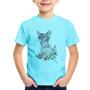 Imagem de Camiseta Infantil Gato e Flores - Foca na Moda