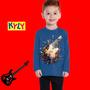 Imagem de Camiseta Infantil Masculino Manga Longa em Meia Malha Guitarra Kyly