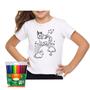 Imagem de Camiseta infantil menina para colorir unicórnio canetinhas