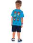 Imagem de Camiseta Infantil Verão Menino, Azul, Estampa Interativa, Paraquedismo - Fakini