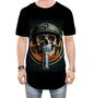 Imagem de Camiseta Longline Caveira Militar Logo Guerra 3