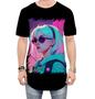 Imagem de Camiseta Longline Garota Vaporwave Sunset Estilosa 6