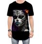 Imagem de Camiseta Longline La Catrina Mexicana Dama Esqueleto 6