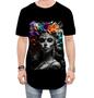 Imagem de Camiseta Longline La Catrina Mexicana Dama Esqueleto 9