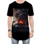 Imagem de Camiseta Longline Vulcão em Erupção Destruição 8