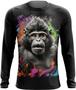 Imagem de Camiseta Manga Longa Macaco Monkey Ilustrado Vetor 5