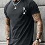 Imagem de Camiseta Masculina Casual de Algodão - Manga Curta com Estampa de Letras