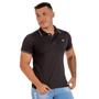 Imagem de Camiseta Masculina De Malha Lisa Gola Polo Preta Manga Curta 100% Algodão