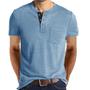 Imagem de Camiseta masculina Henley NJNJGO Thermal Underwear, manga curta, azul