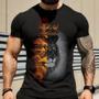 Imagem de Camiseta Masculina Leão com Coroa em Algodão Preto - Estilo Majestoso
