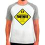 Imagem de Camiseta Masculina Raglan Fortnite Cinza Branca 10