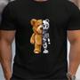 Imagem de Camiseta Masculina Streetwear 100 Algodão Básica Camisa com Estampa Urso Fio Penteado 30.1 várias cores