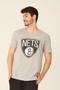 Imagem de Camiseta NBA Estampada Big Logo Brooklyn Nets Casual Cinza Mescla