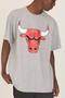 Imagem de Camiseta NBA Plus Size Estampada Chicago Bulls Casual Cinza Mescla