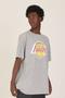 Imagem de Camiseta NBA Plus Size Estampada Los Angeles Lakers Casual Cinza Mescla