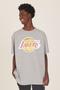 Imagem de Camiseta NBA Plus Size Estampada Los Angeles Lakers Casual Cinza Mescla