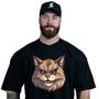 Imagem de  Camiseta Oversized Masculina Básica Estampada Gato Raivoso Manga Curta Gola Careca Estilo Larga Em Algodão