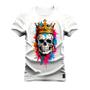 Imagem de Camiseta Plus Size Agodão T-Shirt Unissex Premium Macia Estampada Caveira Usando Coroa
