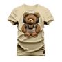 Imagem de Camiseta Plus Size Agodão T-Shirt Unissex Premium Macia Estampada Urso De Fone