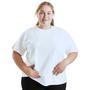 Imagem de Camiseta Plus Size Branca Lisa Camisa Básica Blusa Algodão com Poliéster
