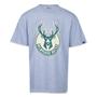 Imagem de CAMISETA PLUS SIZE MANGA CURTA NBA MILWAUKEE BUCKS CORE PRETO MESCLA CINZA New Era