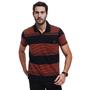 Imagem de Camiseta Polo Masculina Listrada Premium 100% Algodão M Ao GG Cratus