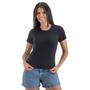 Imagem de Camiseta Preta T-shirt Feminina Baby Look 100% Algodão Plus Size