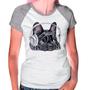 Imagem de Camiseta Raglan Buldog Francês Pet Dog Cinza Branca Fem02