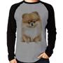 Imagem de Camiseta Raglan Cachorro Spitz Alemão Lulu da pomerânia Manga Longa - Foca na Moda