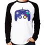 Imagem de Camiseta Raglan Controle Retrô Vídeo Game Gamepad Manga Longa - Foca na Moda