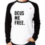 Imagem de Camiseta Raglan Deus me free Manga Longa - Foca na Moda