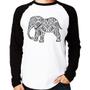 Imagem de Camiseta Raglan Elefante Mandala Manga Longa - Foca na Moda