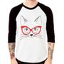 Imagem de Camiseta Raglan Gato De Óculos Manga 3/4 - Foca na Moda